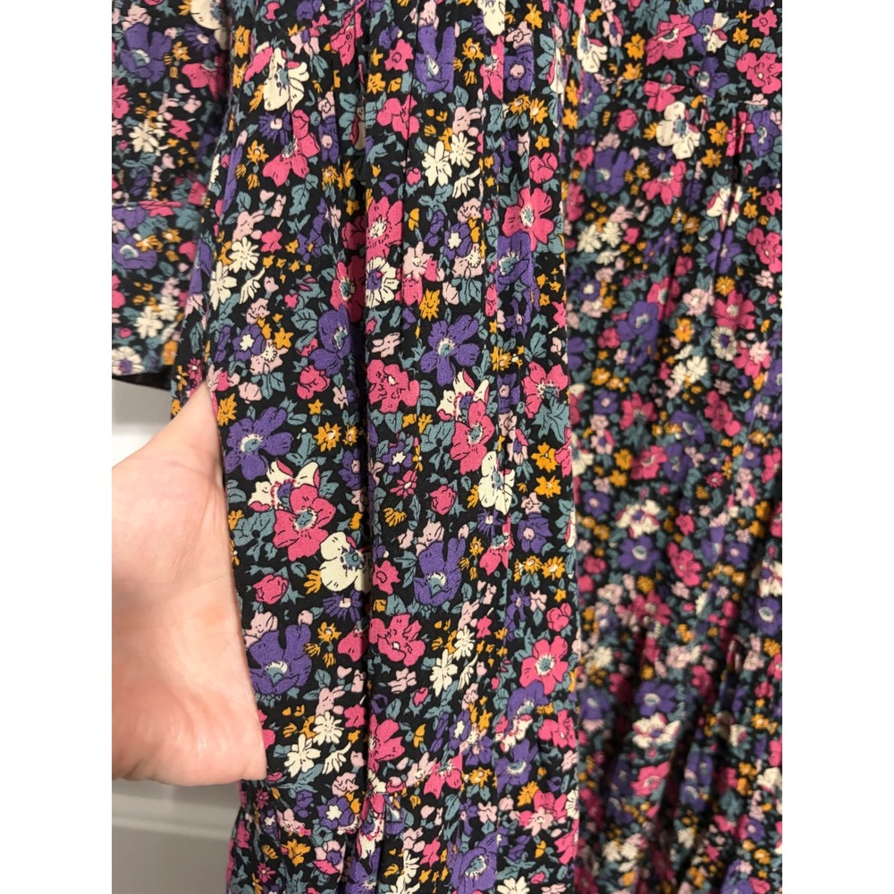 Natural Life Floral Shirt Dress Boho Multi-Color Pockets Medium Cottagecore - Picture 5 of 8